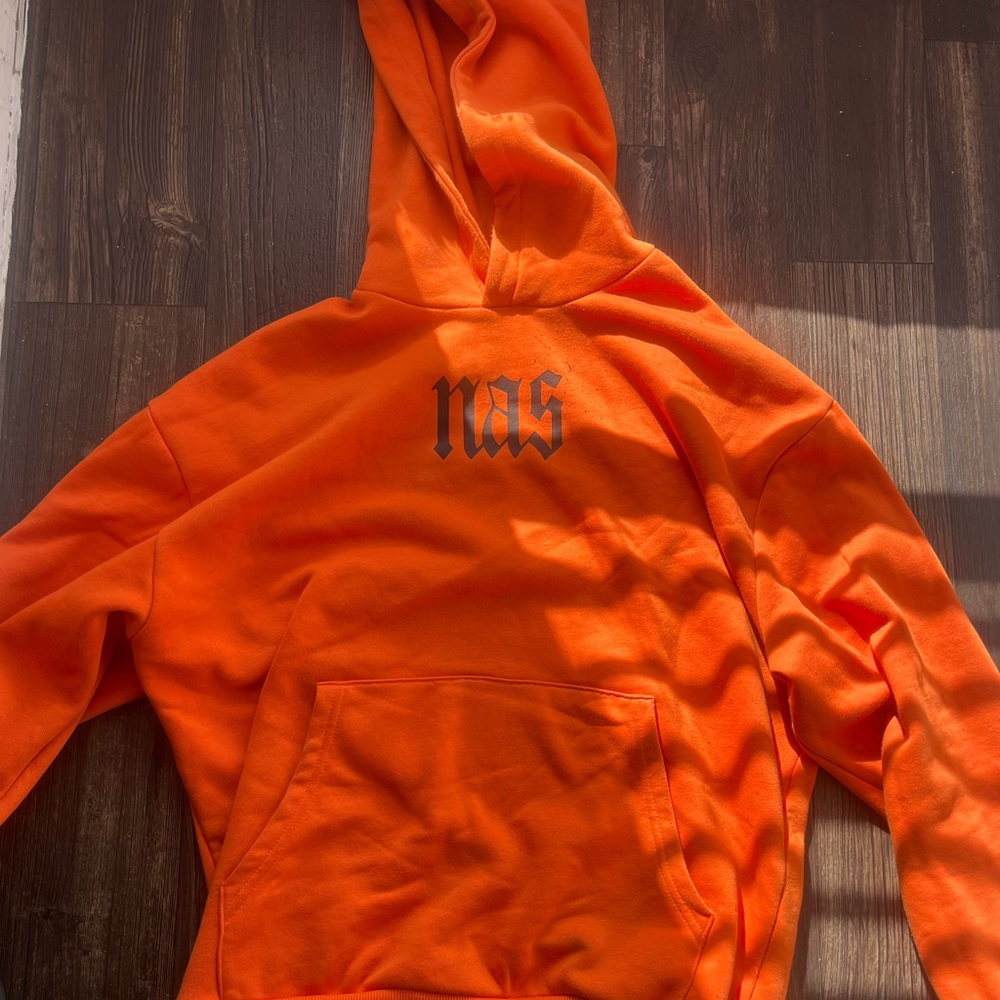 Zara Vibrant Orange Hoodie with Black Accents